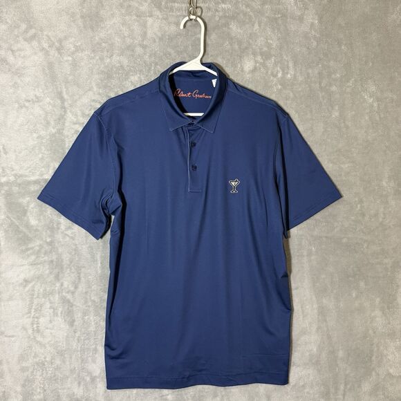 Robert Graham Martini Polo Shirt Medium Men Navy Blue Short Sleeve Golf Stretch - Picture 3 of 10